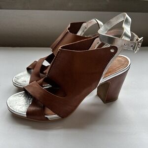 SIXTYSEVEN Sundance 39 Heels Sandals Leather Silver Ankle Strap Comfort US 8.5